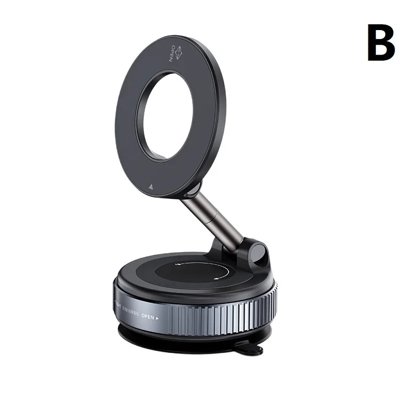 Foldable Magnetic Car Phone Holder Multi-directional Rotation Vacuum Suction Phone Holder for Car Center Console Smooth Surface