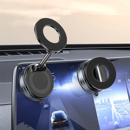 Foldable Magnetic Car Phone Holder Multi-directional Rotation Vacuum Suction Phone Holder for Car Center Console Smooth Surface