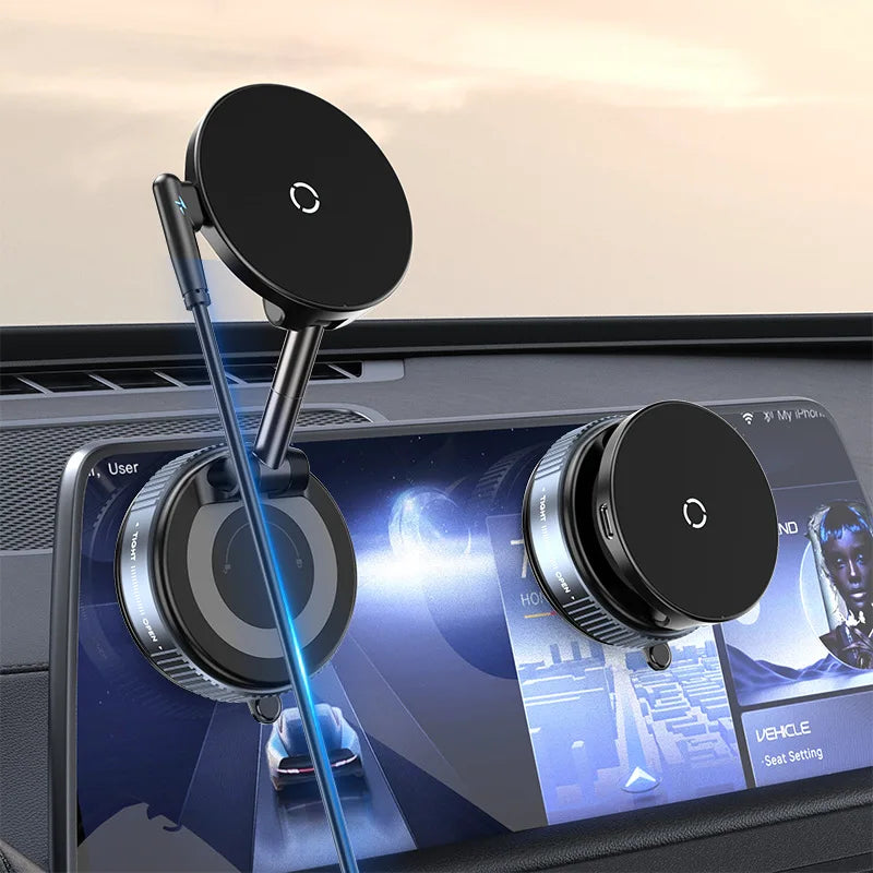 Foldable Magnetic Car Phone Holder Multi-directional Rotation Vacuum Suction Phone Holder for Car Center Console Smooth Surface